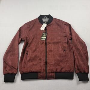 Indigo Star Oshkosh Woven Windowpane Mens Crimson Bomber Jacket Sz S (584)